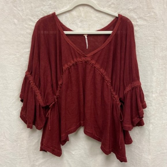 Free People Sand Storm Flounce Top in Sanguine Size Large - Picture 3 of 10